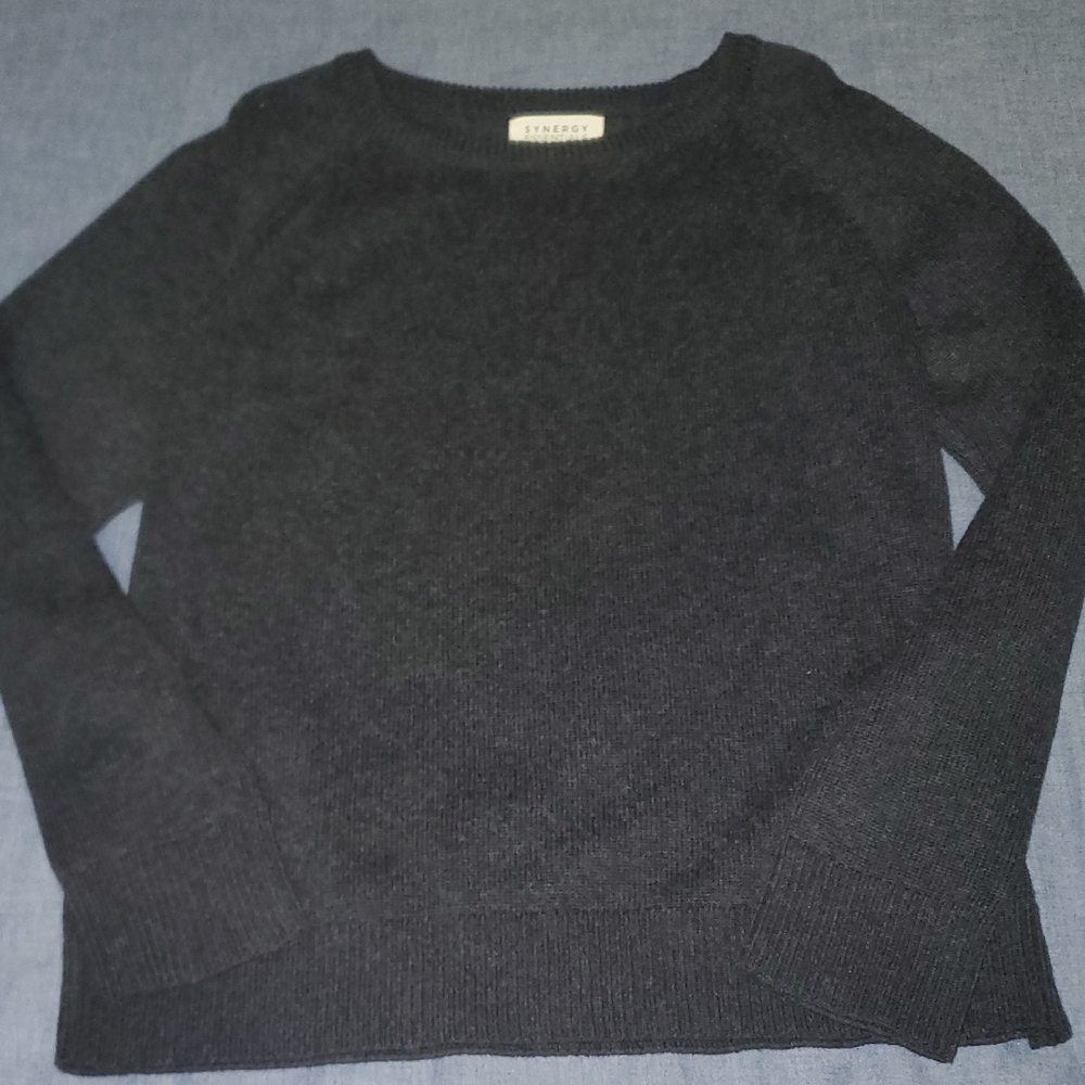 Synergy Essentials Charcoal Gray Organic Cotton/Wool Women's Sweater XL EXC!!